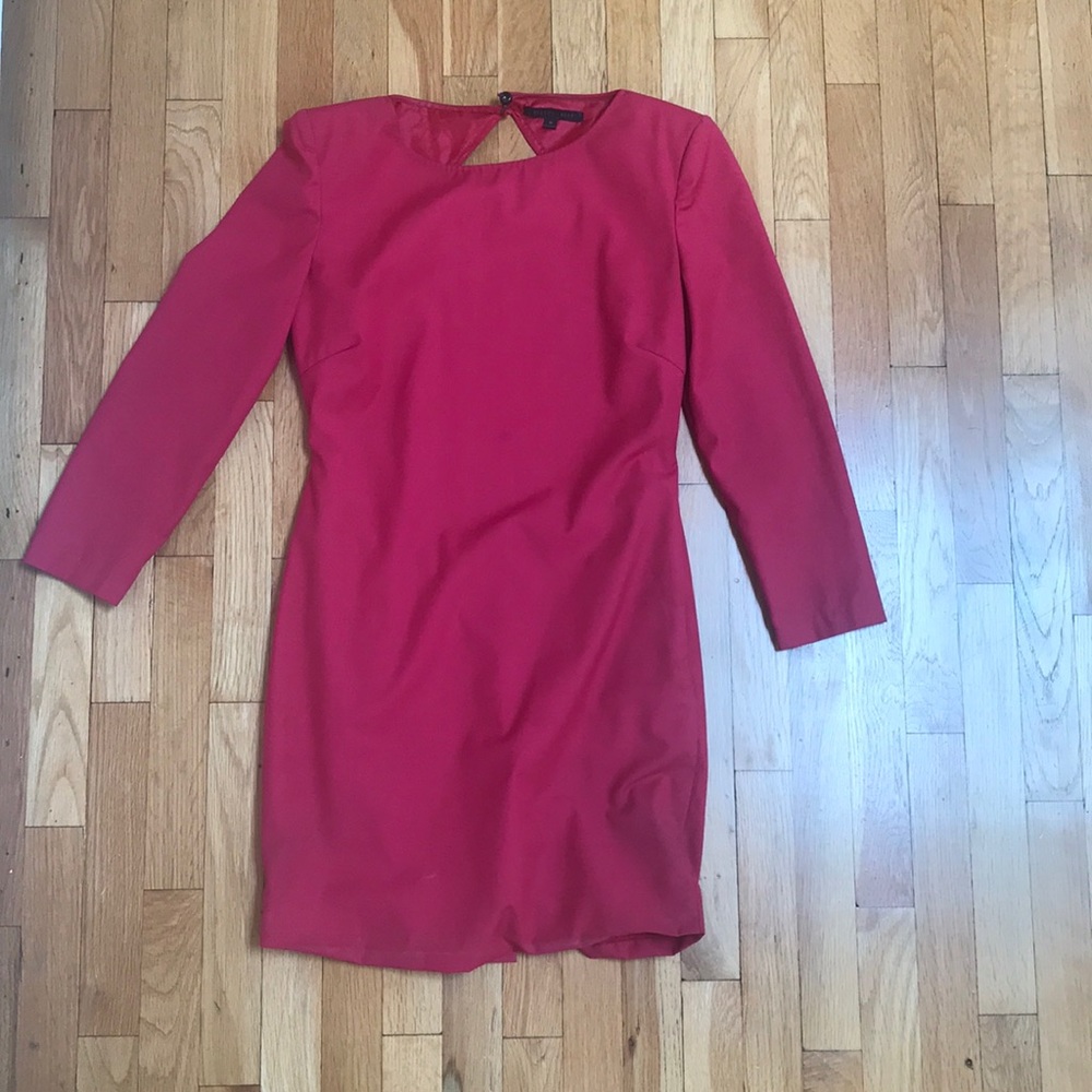 Backless red long sleeve cocktail dress